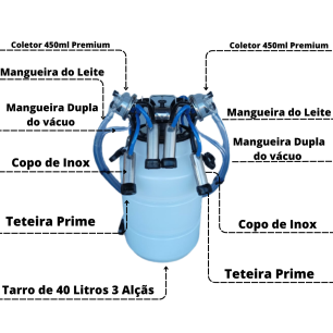 Ordenhadeira Mecânica Móvel 1 Conjunto duplo para duas Vacas